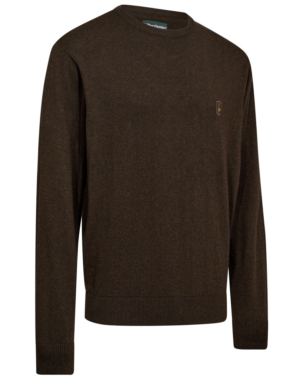 Brown Melange coloured Deerhunter Harrington O-Neck Knit Pullover on white background