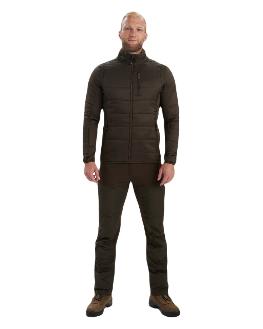Wood coloured Deerhunter Heat Padded Jacket on white background