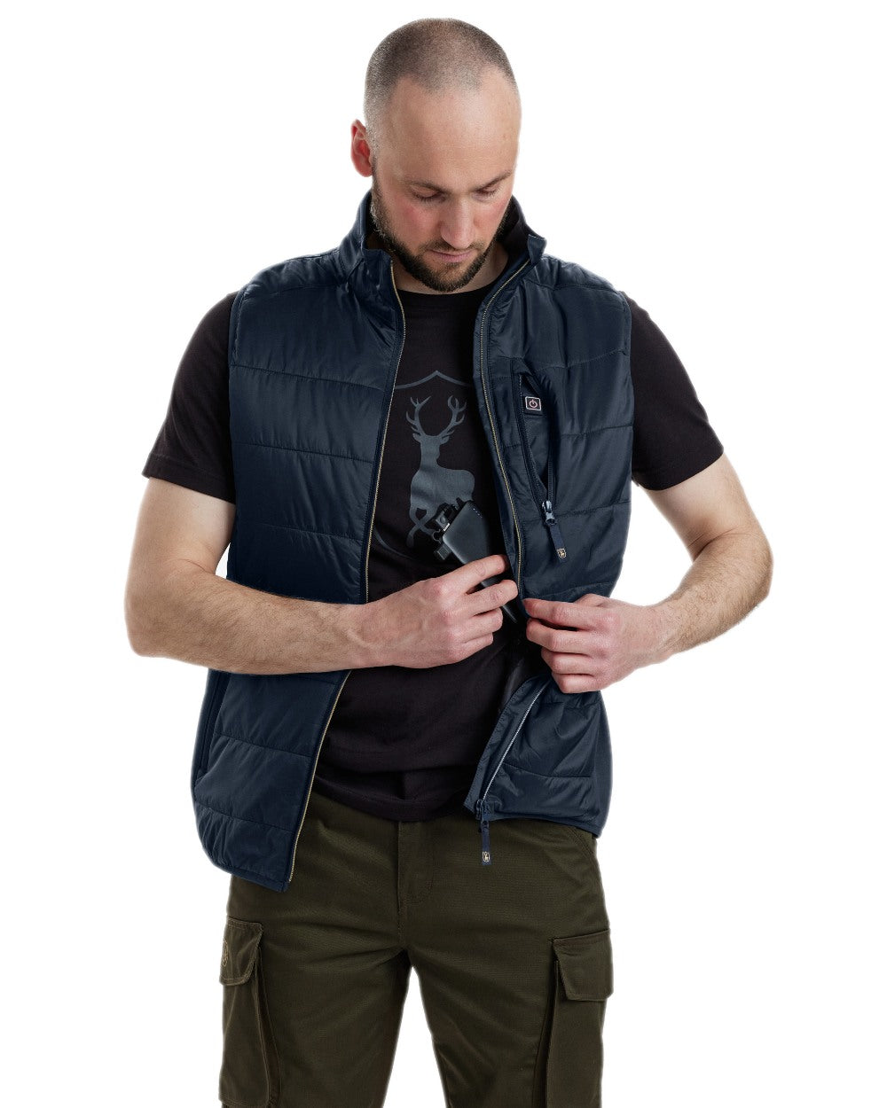 Dark Blue Coloured Deerhunter Heat Padded Waistcoat on white background