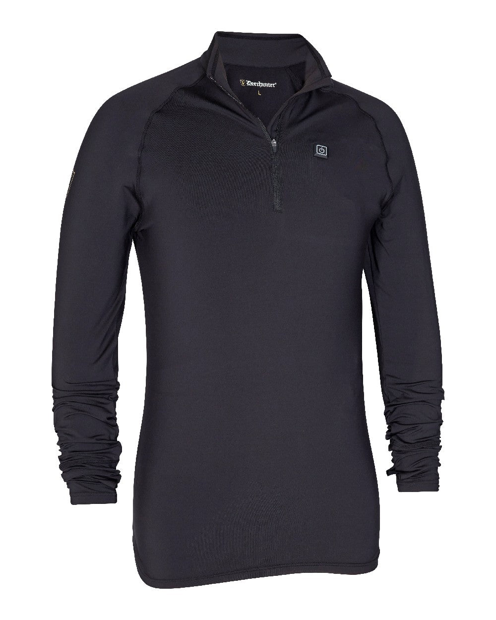 Black coloured Deerhunter Heat Undershirt with Zip Neck on white background