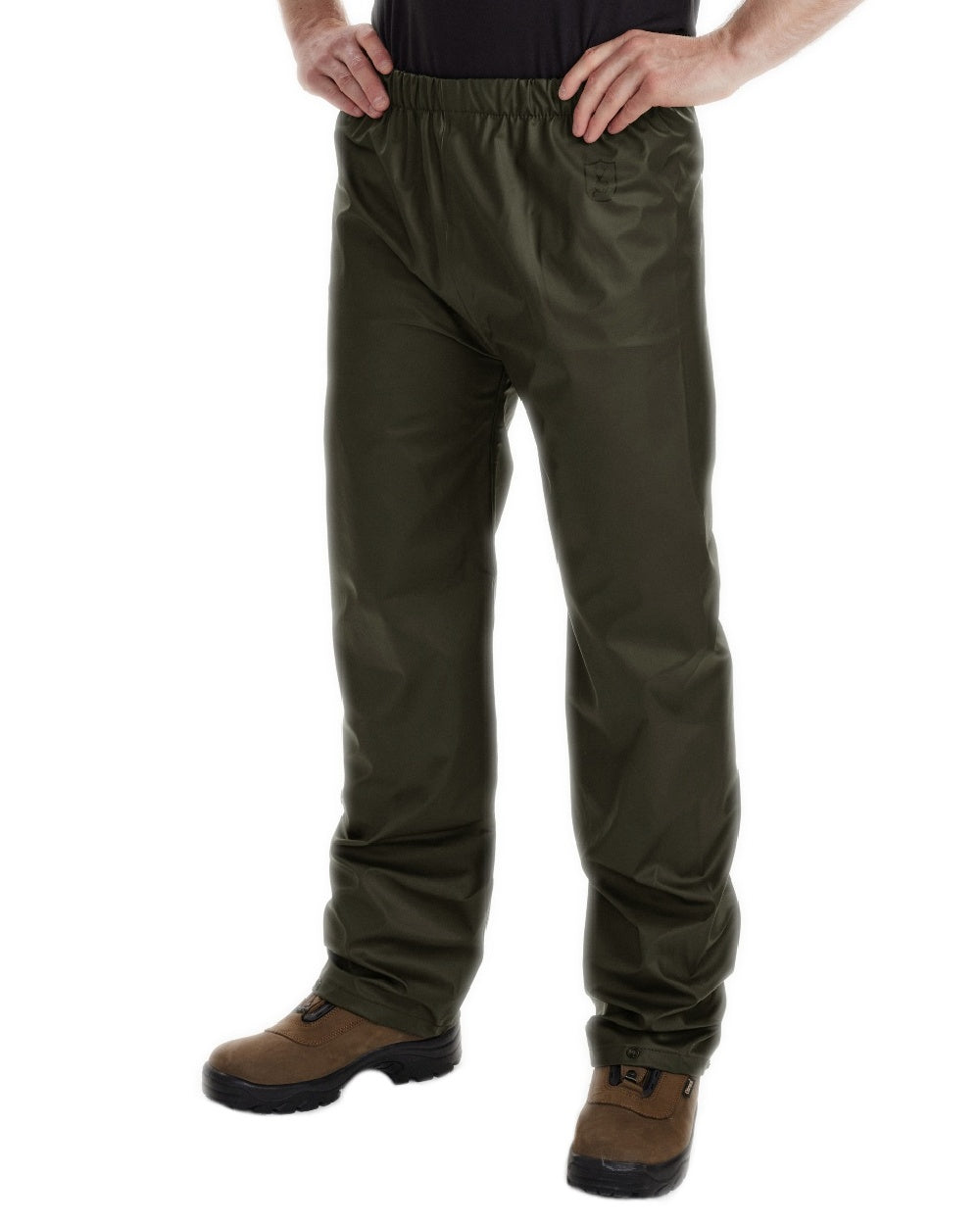 Art Green coloured Deerhunter Hurricane Rain Trousers on white background