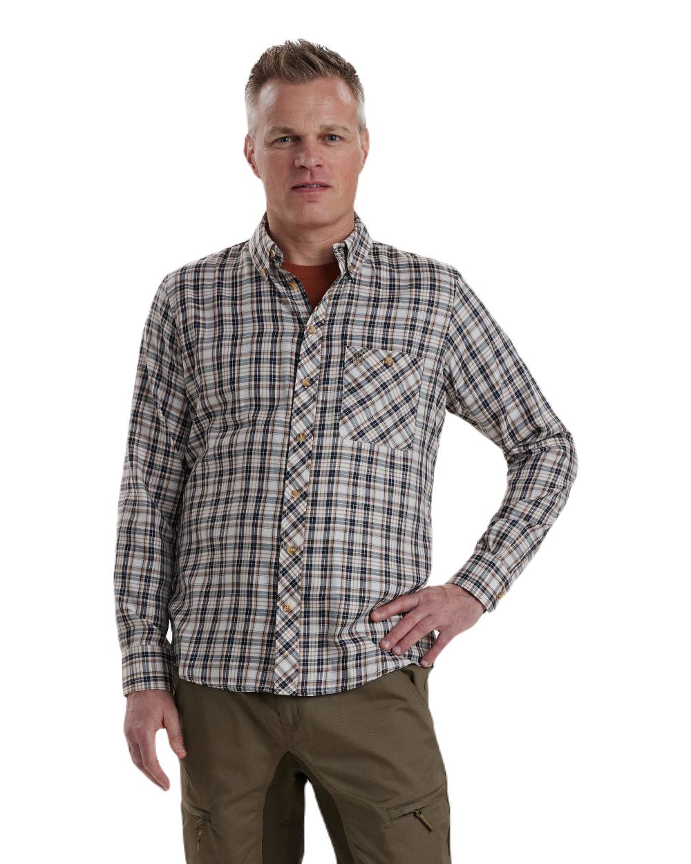 Blue Check coloured Deerhunter Jose Shirt on white background