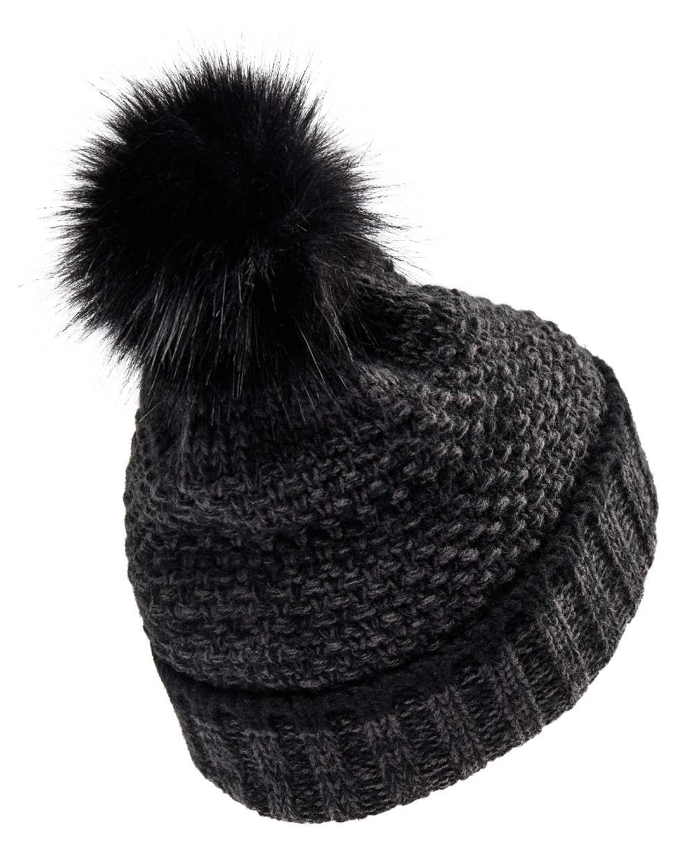 Black coloured Deerhunter Ladies Knitted Hat on white background