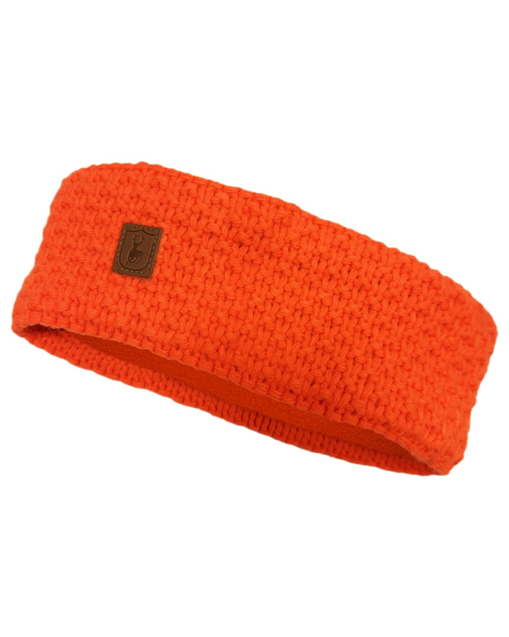 Orange Coloured Deerhunter Ladies Knitted Headband on white background