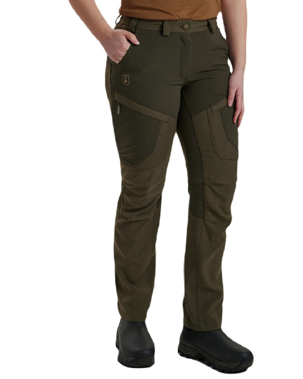 Palm Green coloured Deerhunter Lady Ann Extreme Trousers on white background