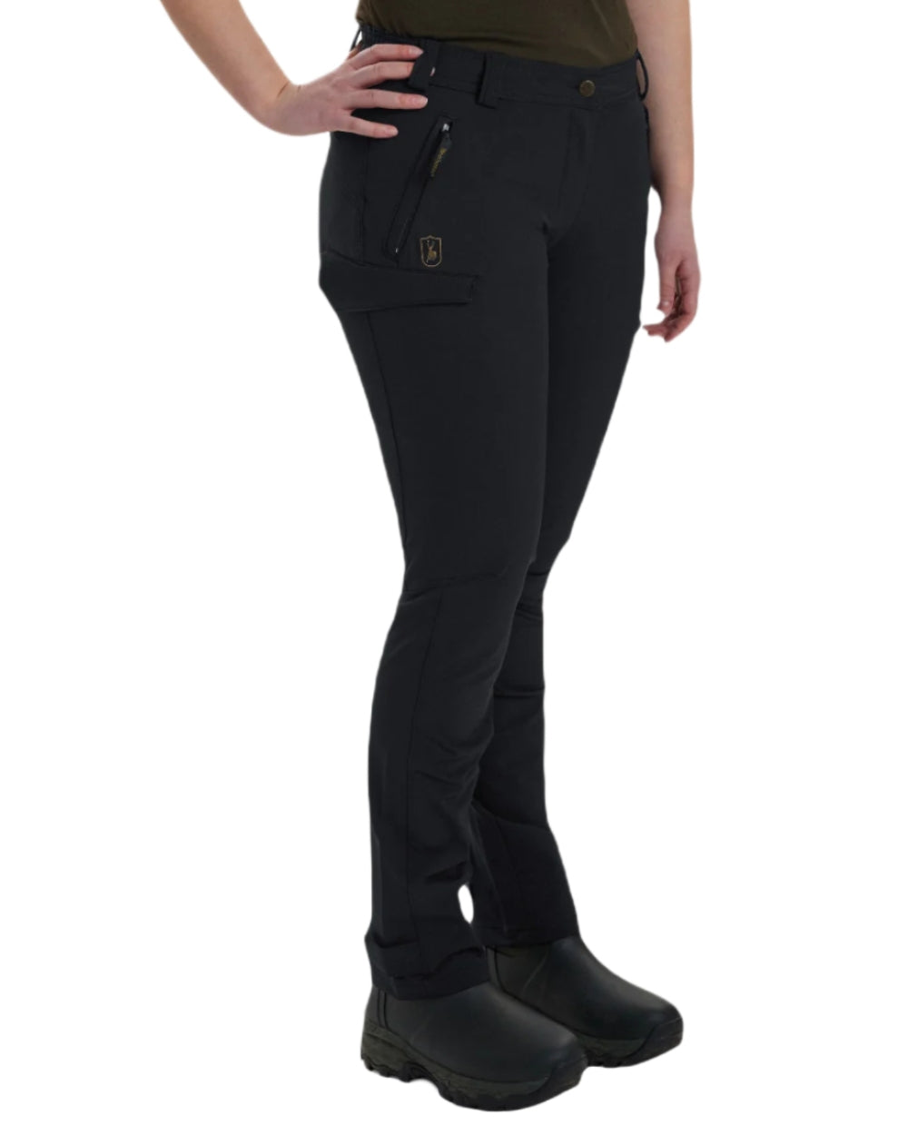 Black coloured Deerhunter Lady Ann Stretch Trousers on white background