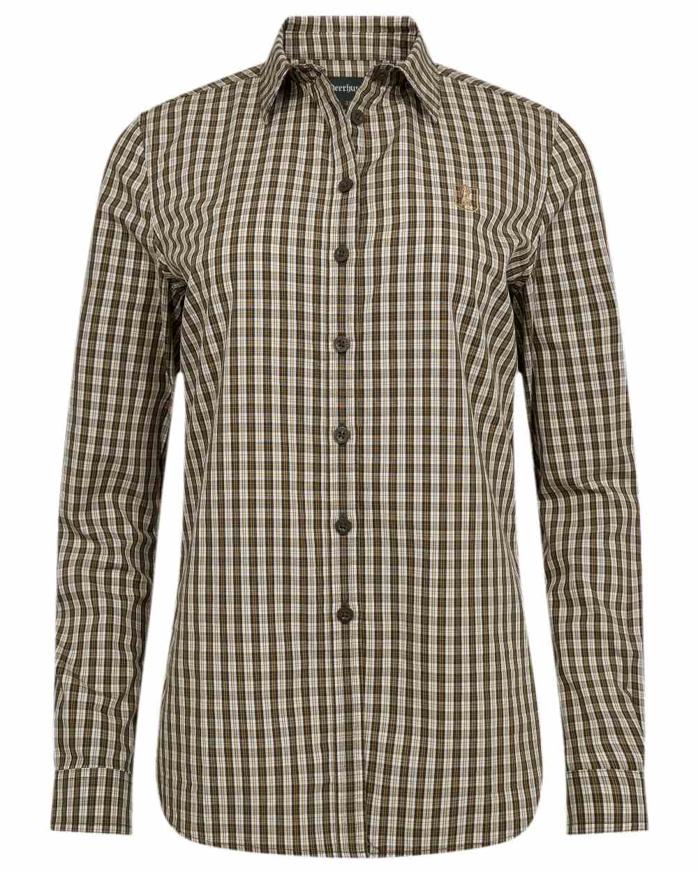 Brown Check Coloured Deerhunter Lady Bridget Shirt on white background