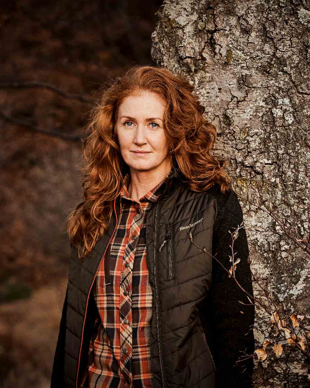 Brown Leaf Coloured Deerhunter Lady Caroline Padded Jacket on tree background