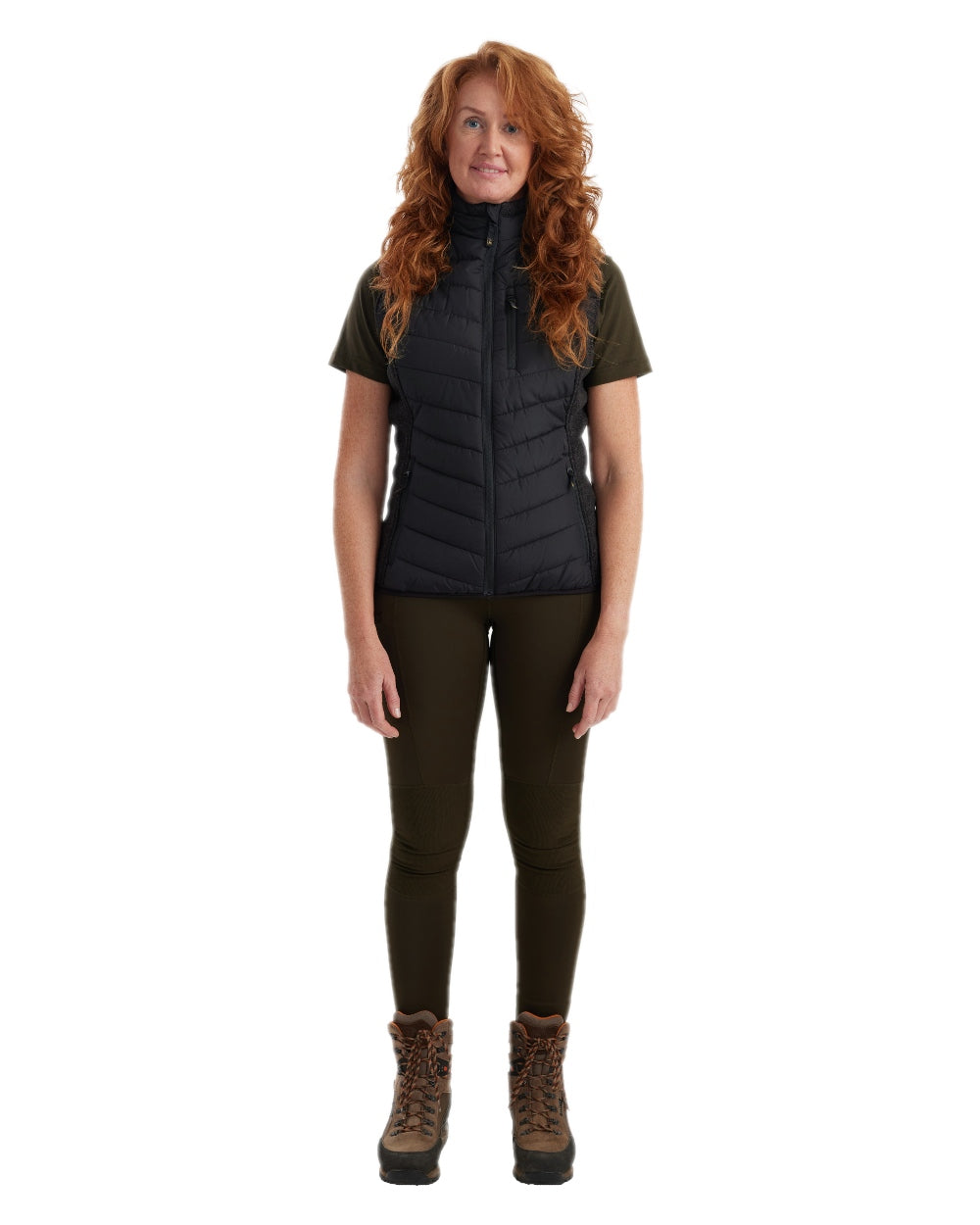 Black Coloured Deerhunter Lady Caroline Padded Waistcoat on white background