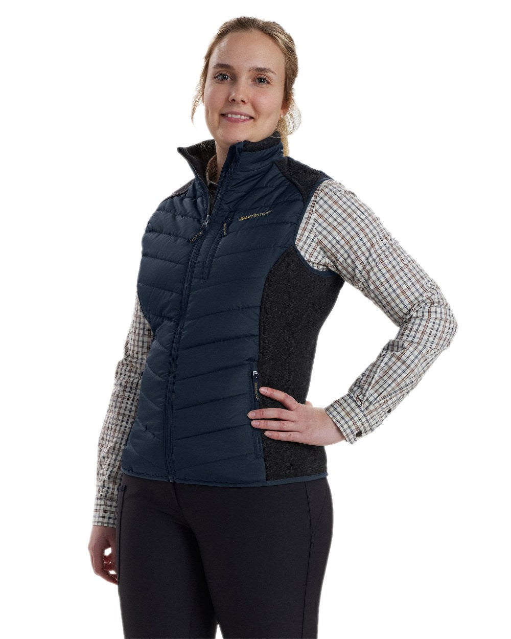 Dark Blue Coloured Deerhunter Lady Caroline Padded Waistcoat on white background