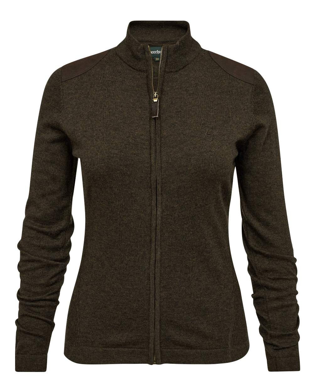 Dark Elm coloured Deerhunter Lady Darlington Full Zip Cardigan on white background