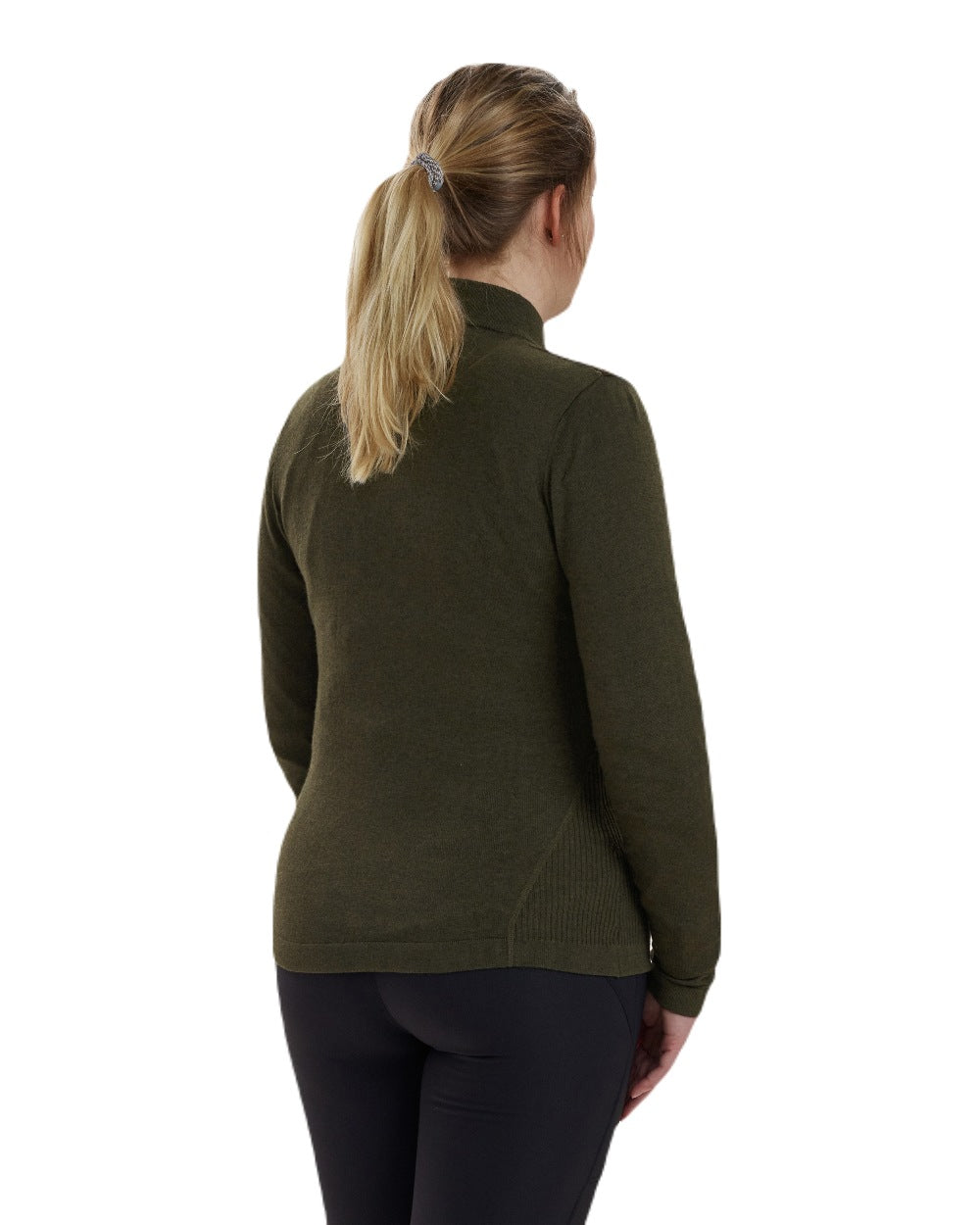 Green Melange coloured Deerhunter Lady Darlington Full Zip Cardigan on white background