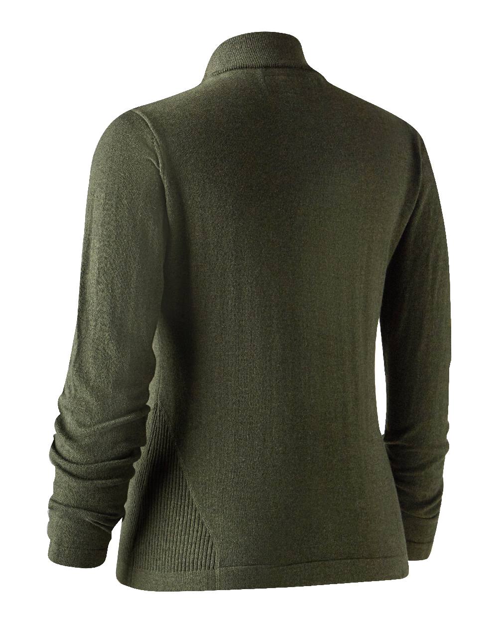 Green Melange coloured Deerhunter Lady Darlington Full Zip Cardigan on white background