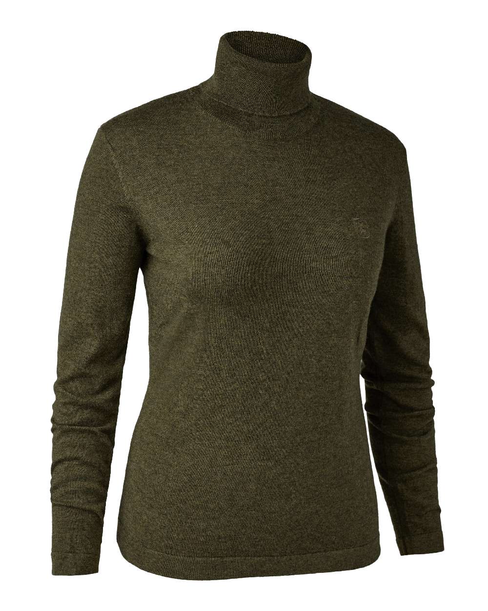 Cypress coloured Deerhunter Lady Darlington Roll Neck on white background