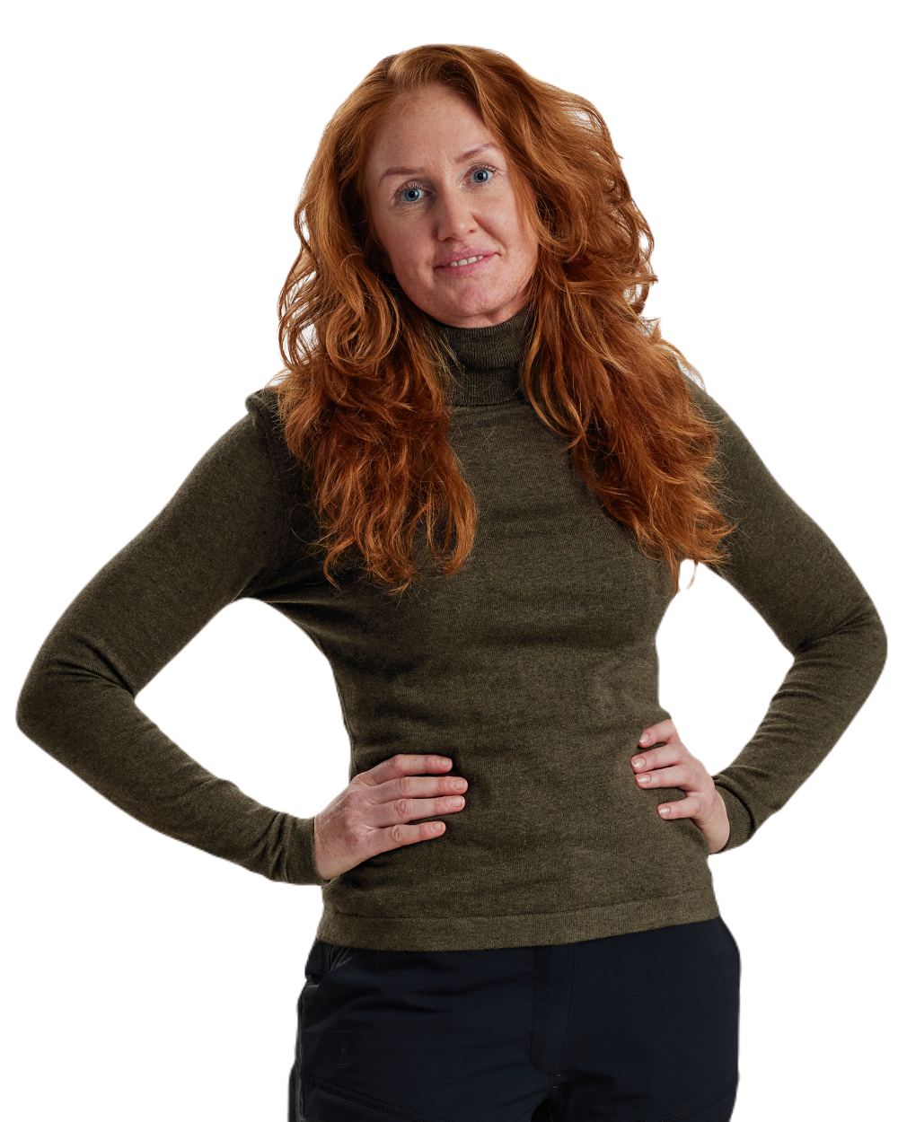 Cypress coloured Deerhunter Lady Darlington Roll Neck on white background