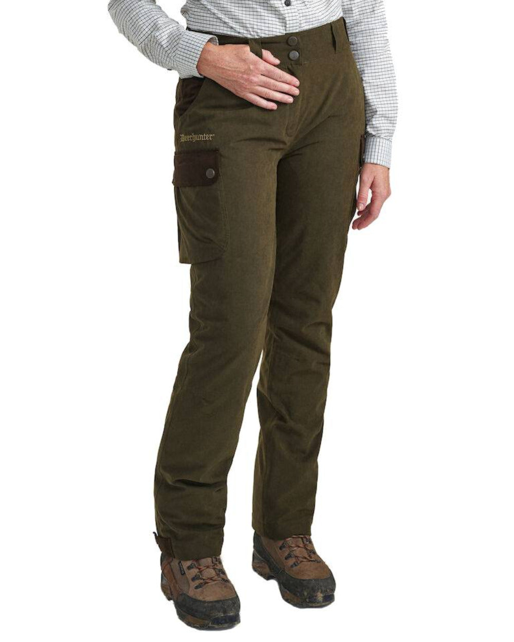 Tarmac Green coloured Deerhunter Lady Eagle Trousers on white background