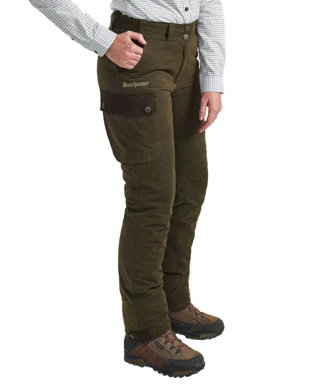 Tarmac Green coloured Deerhunter Lady Eagle Winter Trousers on white background