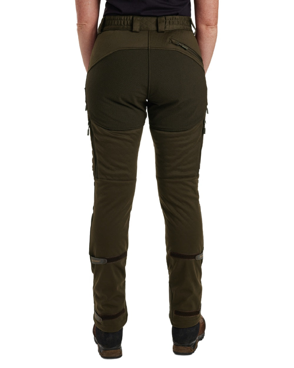 Art Green coloured Deerhunter Lady Excape Softshell Trousers on white background