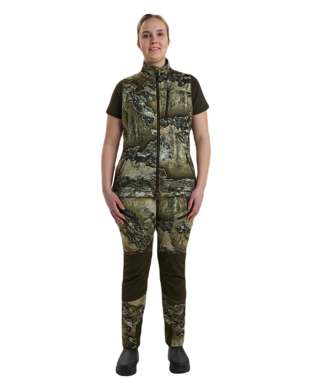 Realtree Excape coloured Deerhunter Lady Excape Softshell Waistcoat on white background