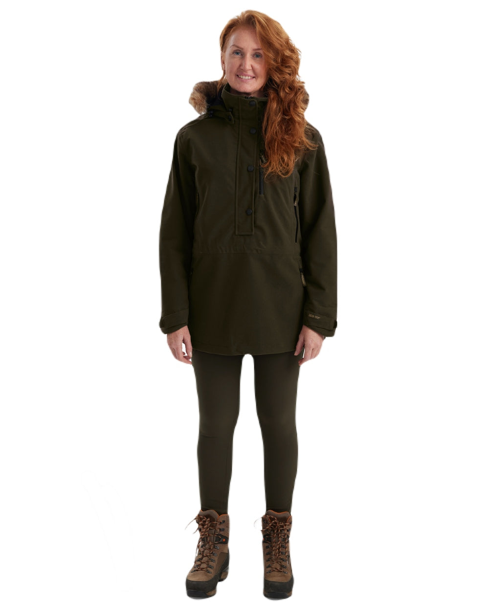 Peat coloured Deerhunter Lady Gabby Smock on white background