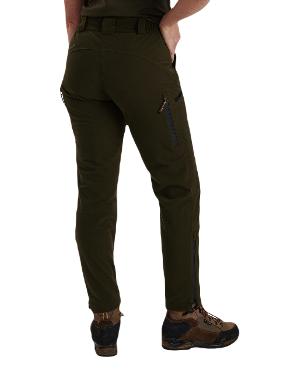 Peat coloured Deerhunter Lady Gabby Waterproof Boot Trousers on white background