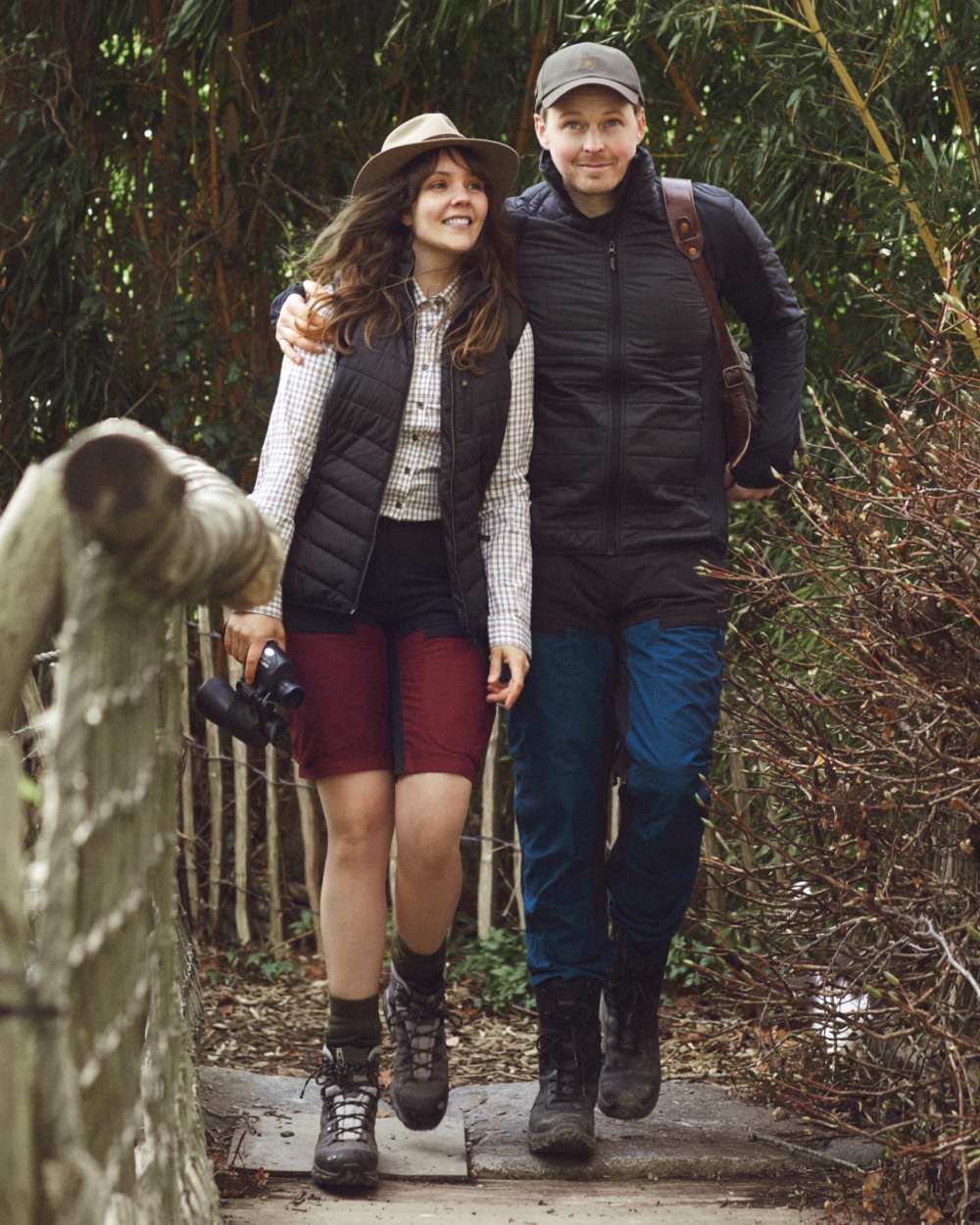 Green Check coloured Deerhunter Lady Harper Shirt on forest background