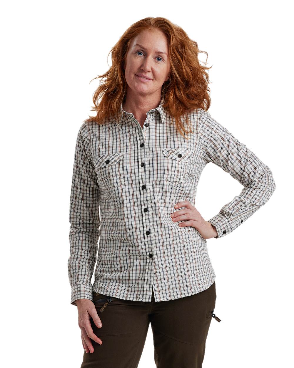 Green Check coloured Deerhunter Lady Harper Shirt on white background