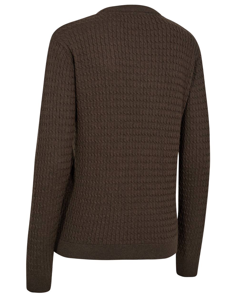 Brown Melange coloured Deerhunter Lady Harrington Cable Knit Sweater on white background