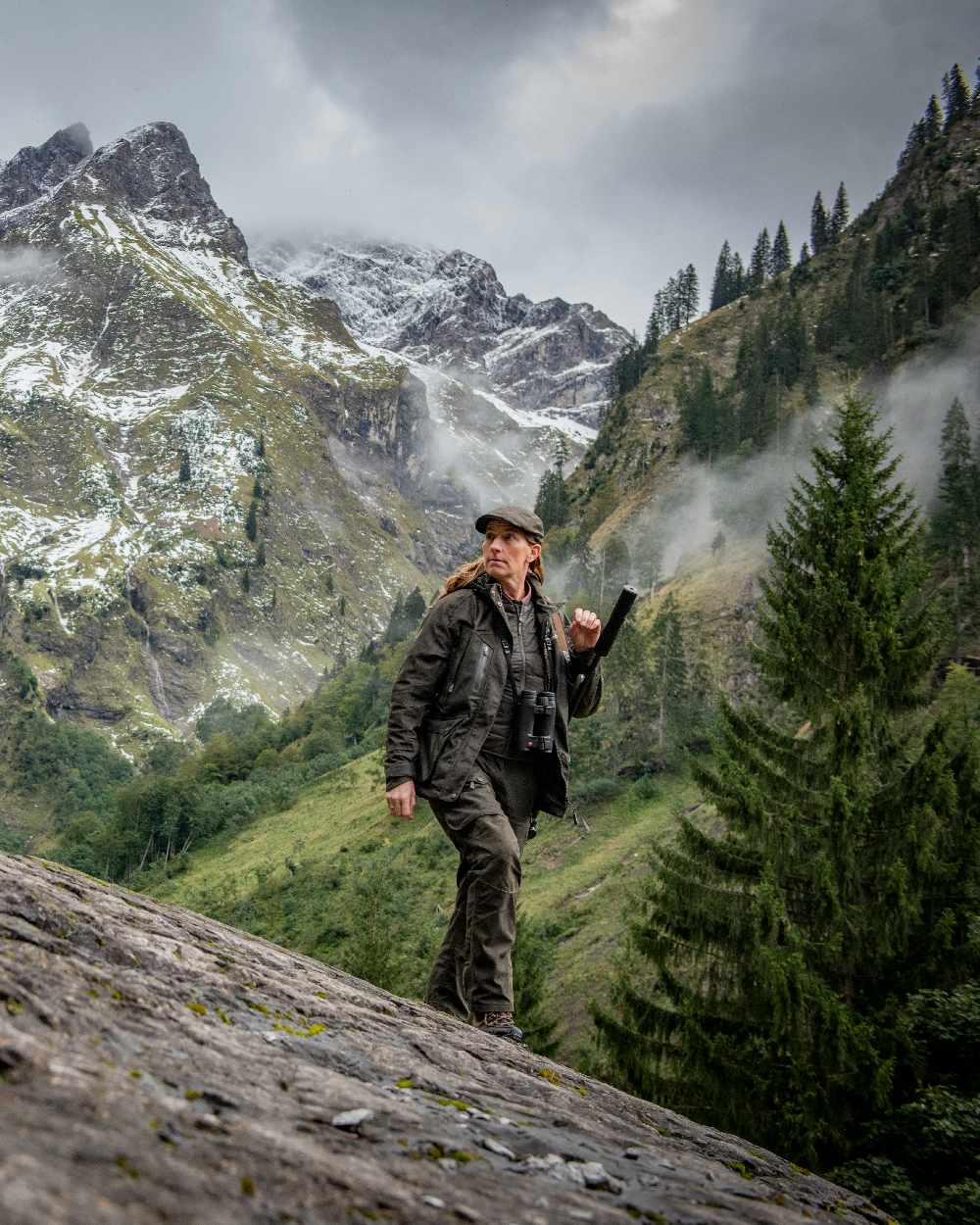 Deep Green Coloured Deerhunter Lady Heat Inner Waistcoat on mountain background