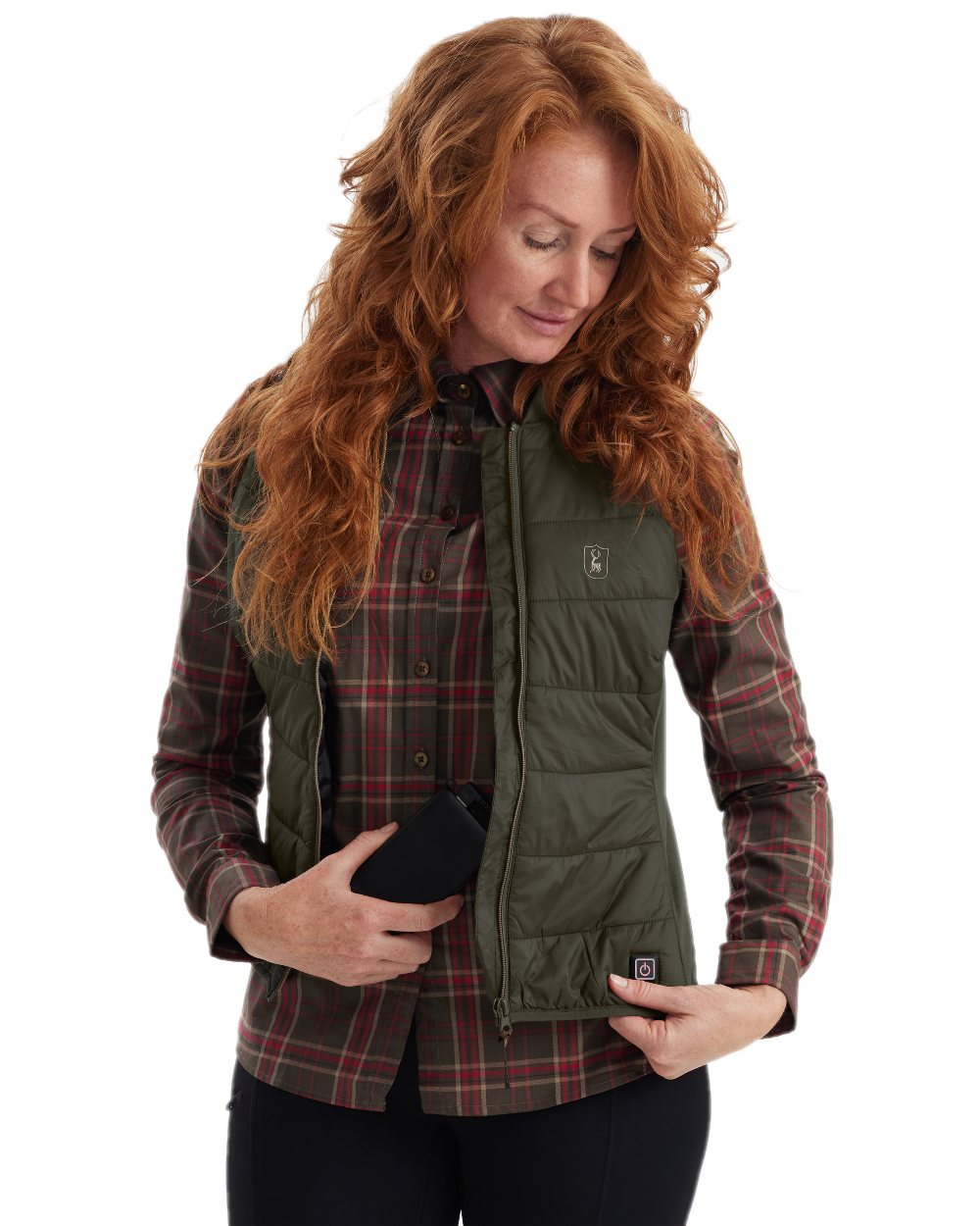 Deep Green Coloured Deerhunter Lady Heat Inner Waistcoat on white background