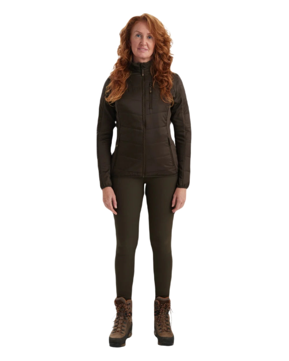 Wood coloured Deerhunter Lady Heat Padded Jacket on white background