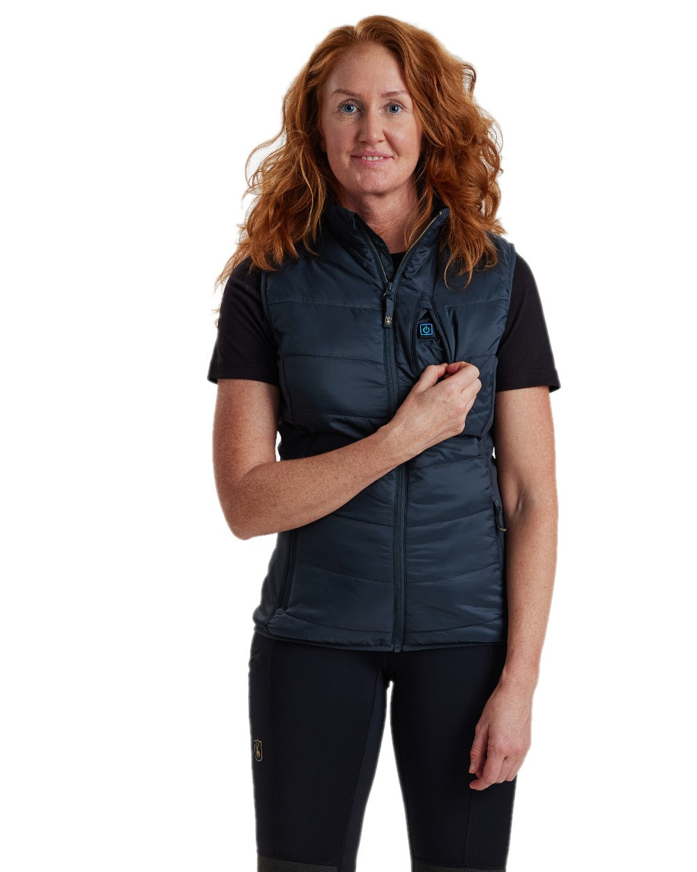 Dark Blue Coloured Deerhunter Lady Heat Padded Waistcoat on white background