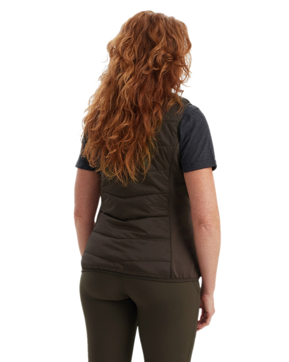Wood Coloured Deerhunter Lady Heat Padded Waistcoat on white background