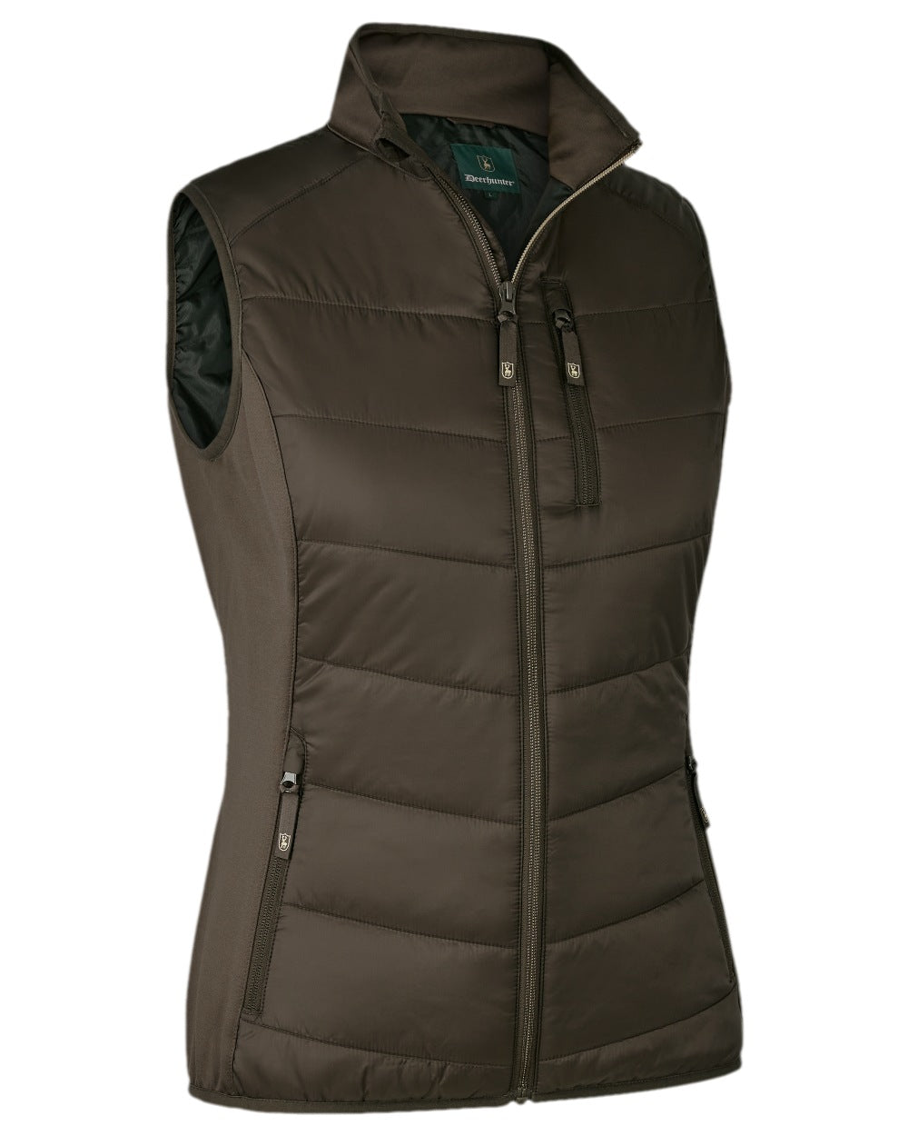 Wood Coloured Deerhunter Lady Heat Padded Waistcoat on white background
