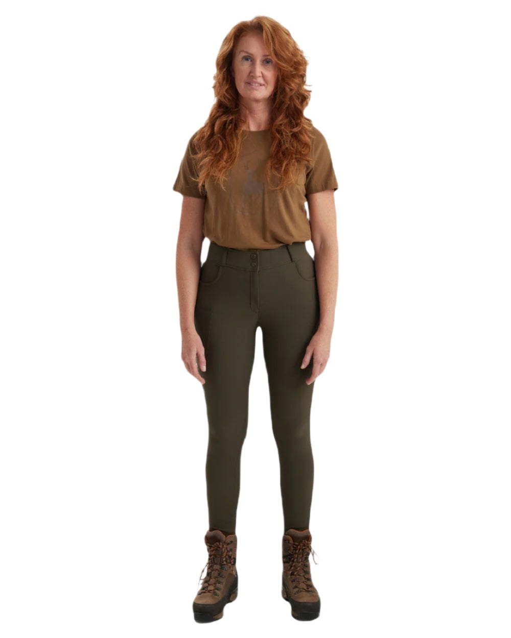 Palm Green coloured Deerhunter Lady Hunting Tights on white background