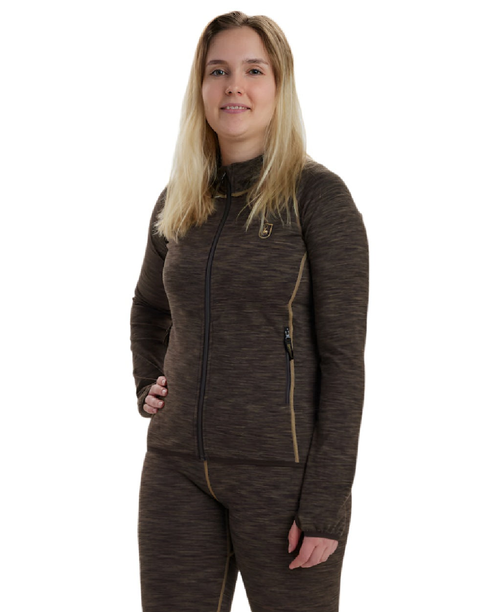 Brown Melange coloured Deerhunter Lady Insulated Fleece on white background