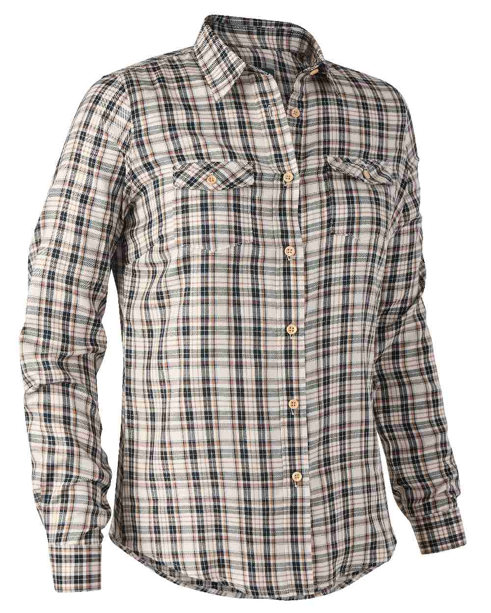 Blue Check coloured Deerhunter Lady Julia Shirt on white background