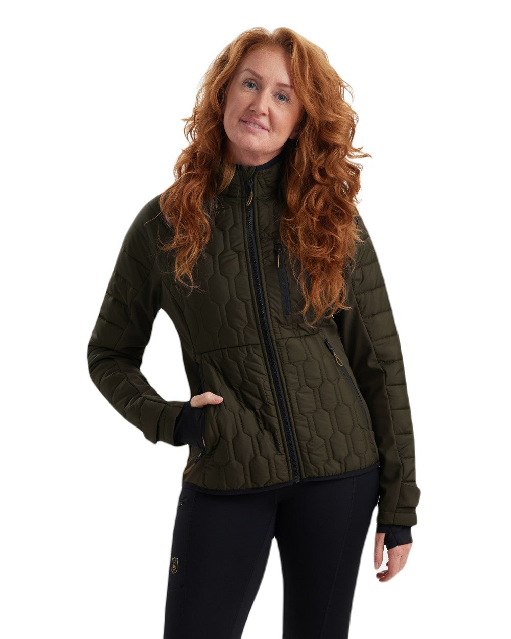 Forest Green coloured Deerhunter Lady Mossdale Quilted Jacket on white background