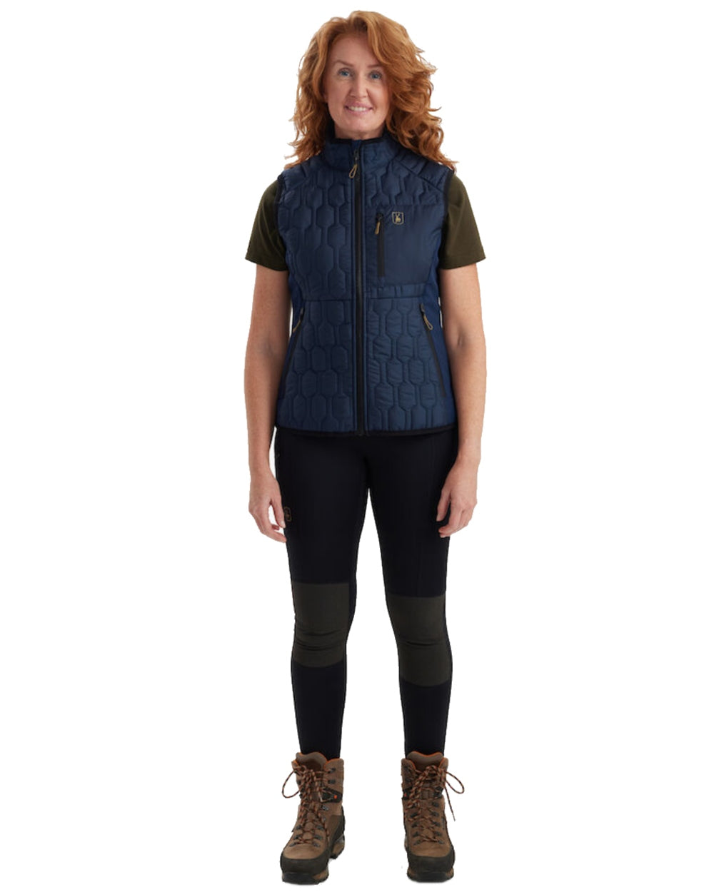 Dress Blue coloured Deerhunter Lady Mossdale Quilted Waistcoat on white background