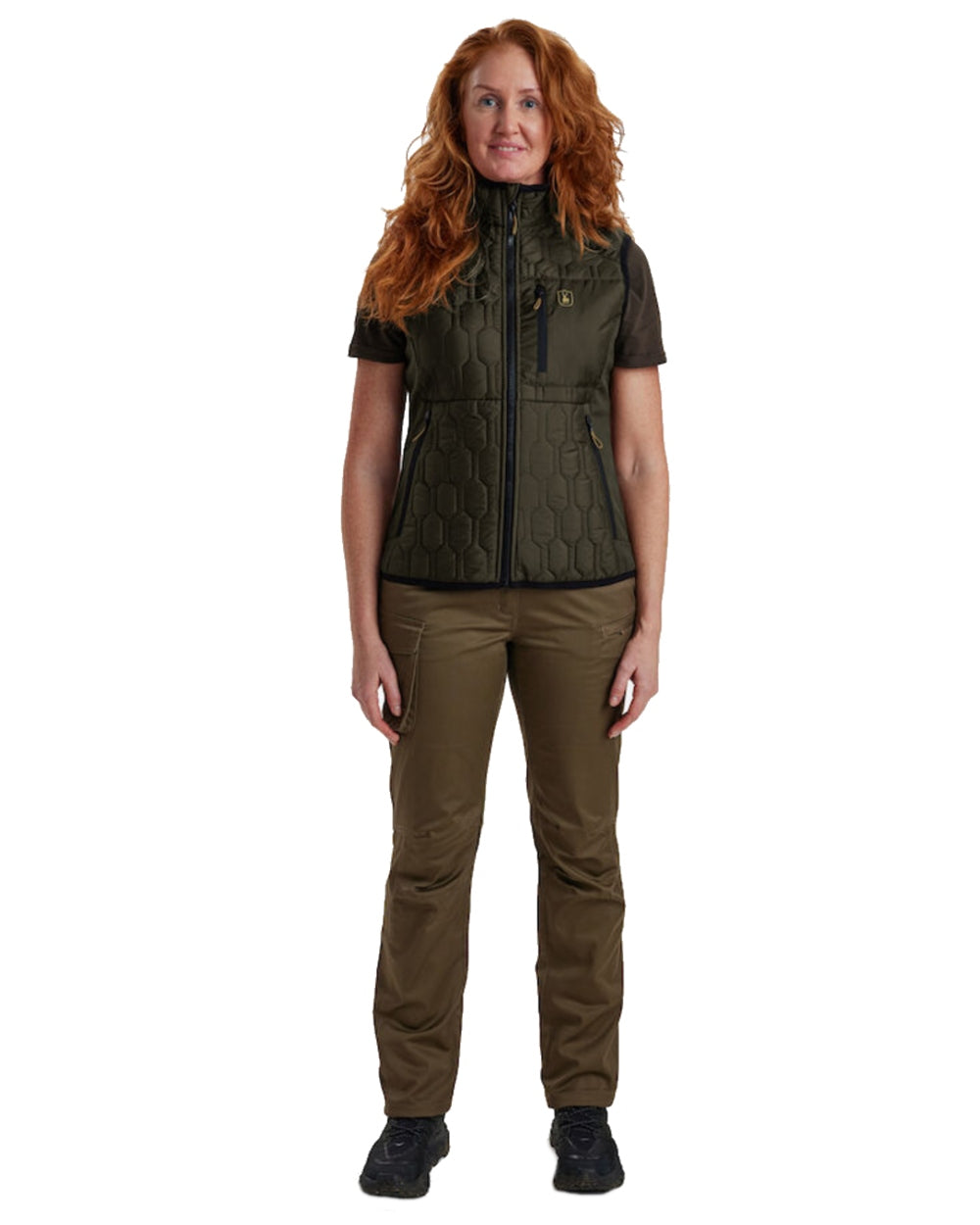 Forest Green coloured Deerhunter Lady Mossdale Quilted Waistcoat on white background