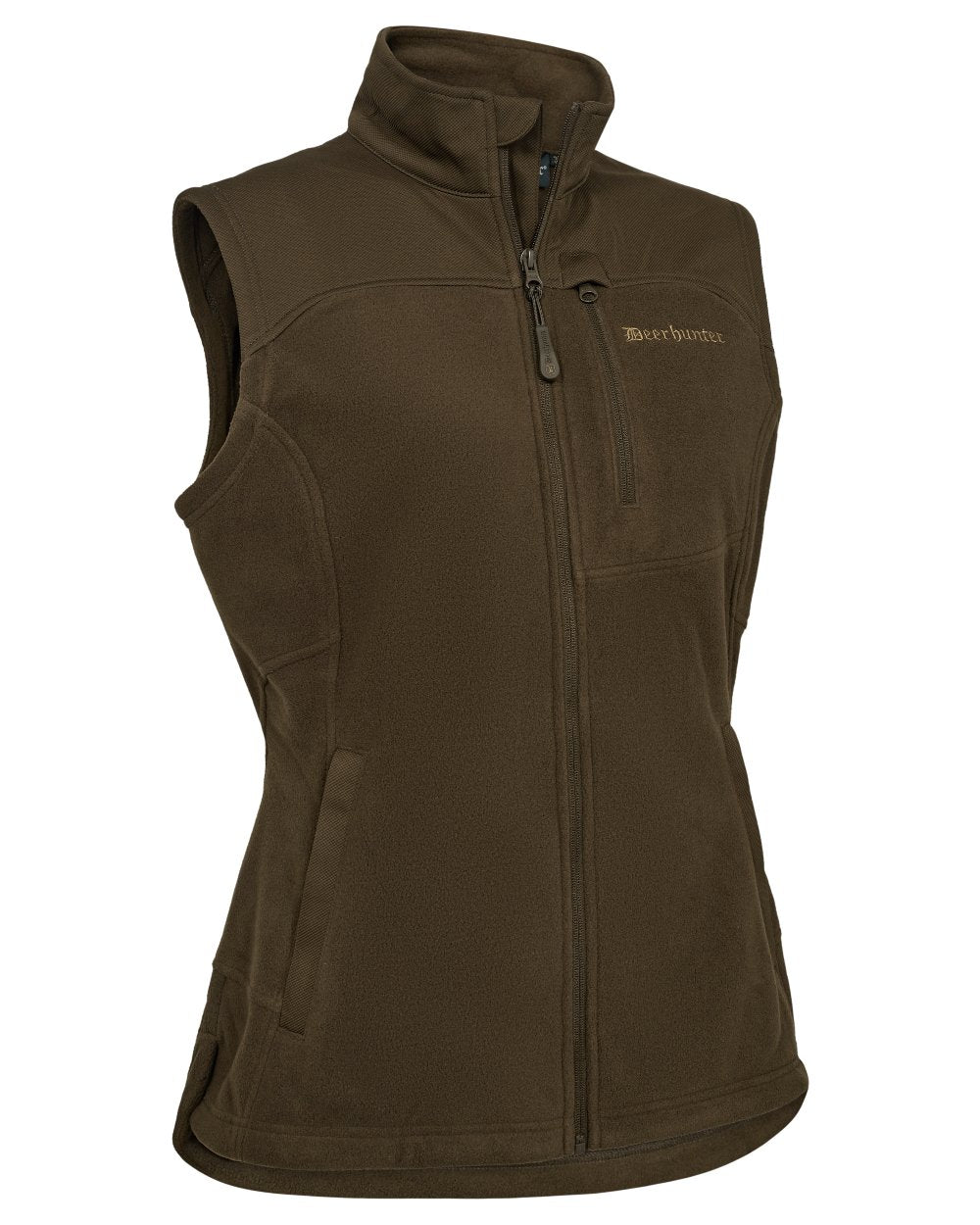 Art Green coloured Deerhunter Lady Muflon Pro Fleece Waistcoat on white background