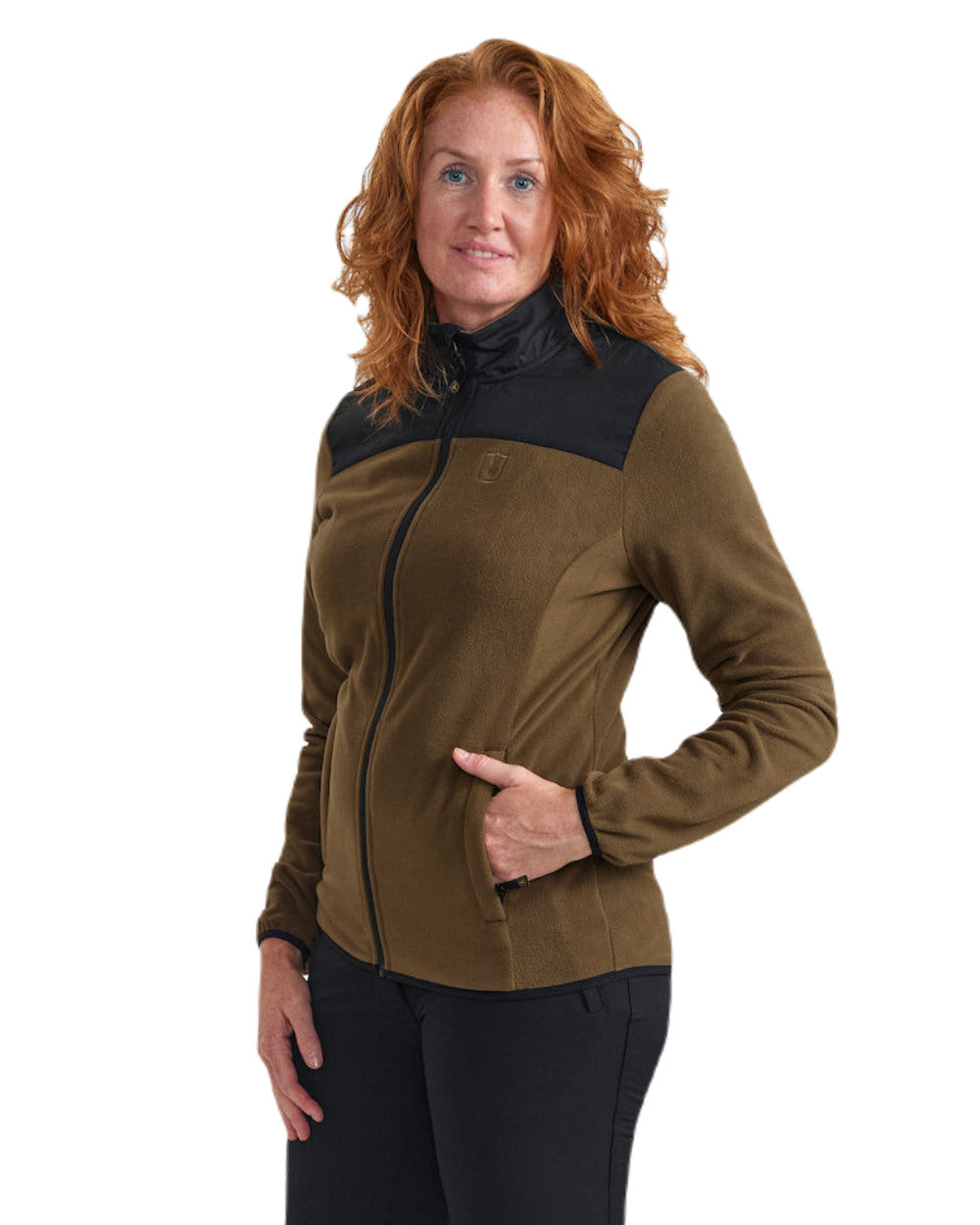 Hickory coloured Deerhunter Lady Northward Fleece Jacket on white background