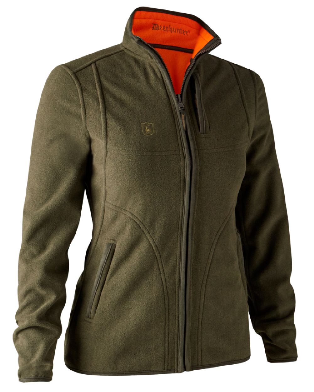 Green Orange coloured Deerhunter Lady Pam Reversible Bonded Fleece Jacket on white background