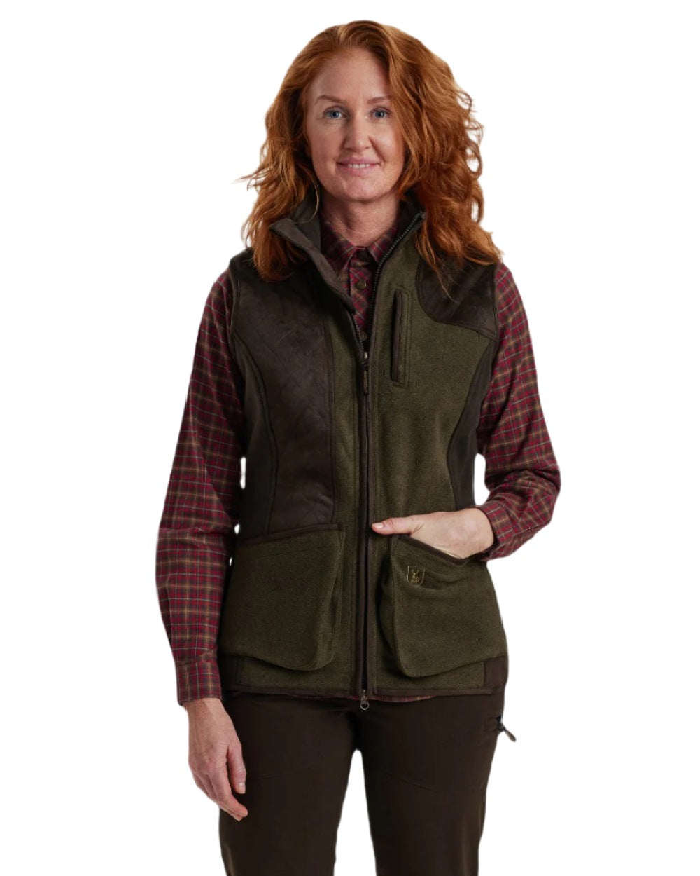 Graphite Green coloured Deerhunter Lady Pam Shooting Waistcoat on white background
