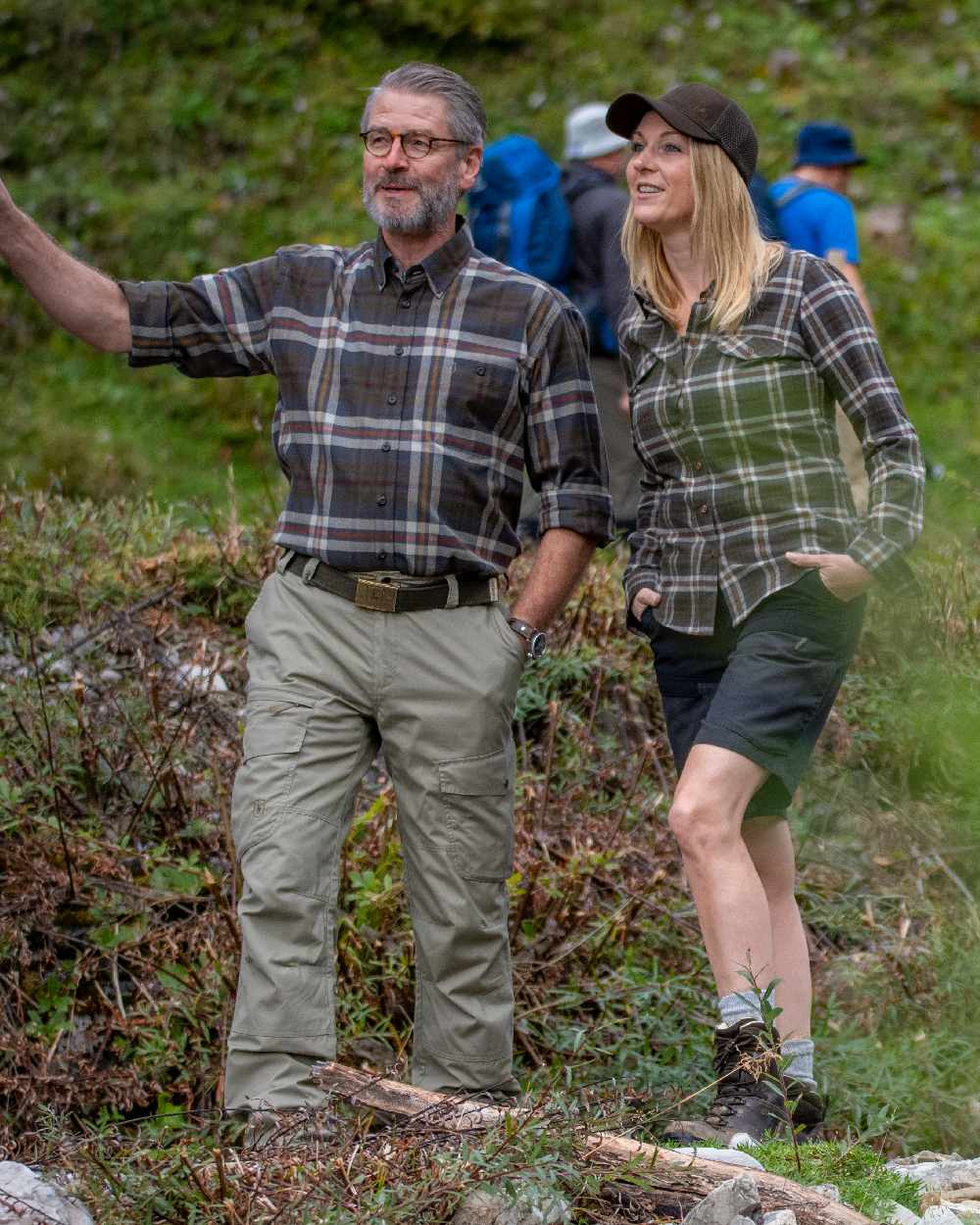 Yellow Check coloured Deerhunter Lady Ruby Shirt on grassy background
