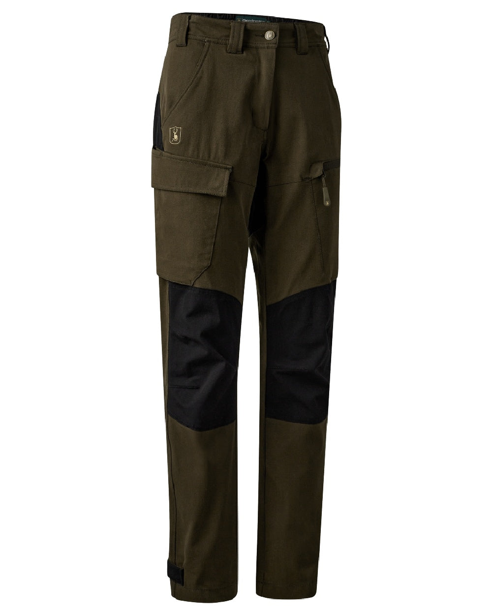 Fallen Leaf Black coloured Deerhunter Lady Sarek Full Stretch Trousers on white background