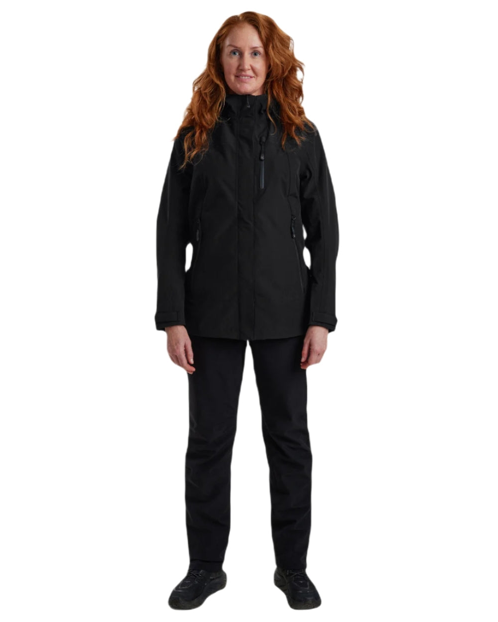 Black coloured Deerhunter Lady Sarek Shell Jacket with Hood on white background