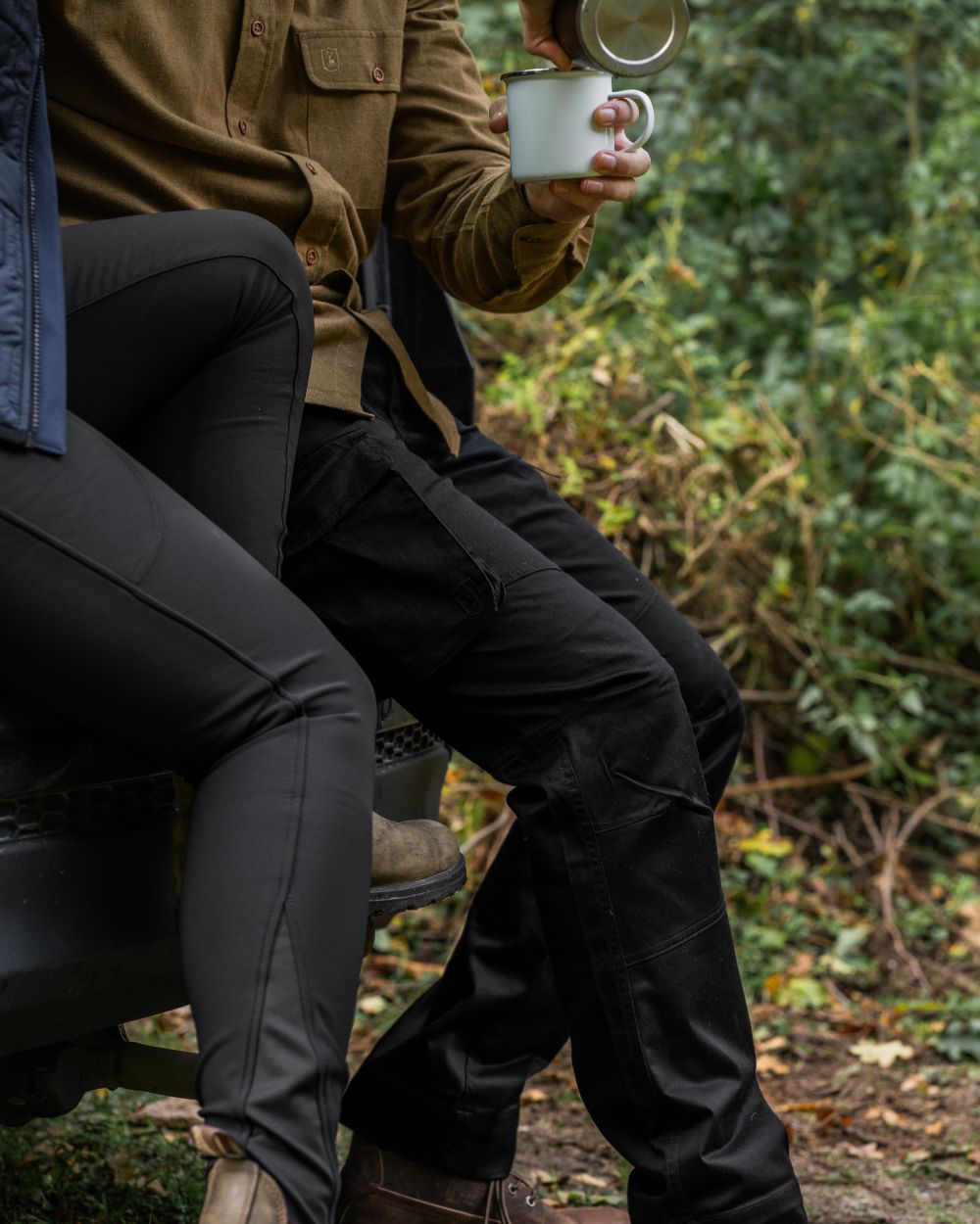 Ocher Brown coloured Deerhunter Liam Cotton Shirt on blurry background
