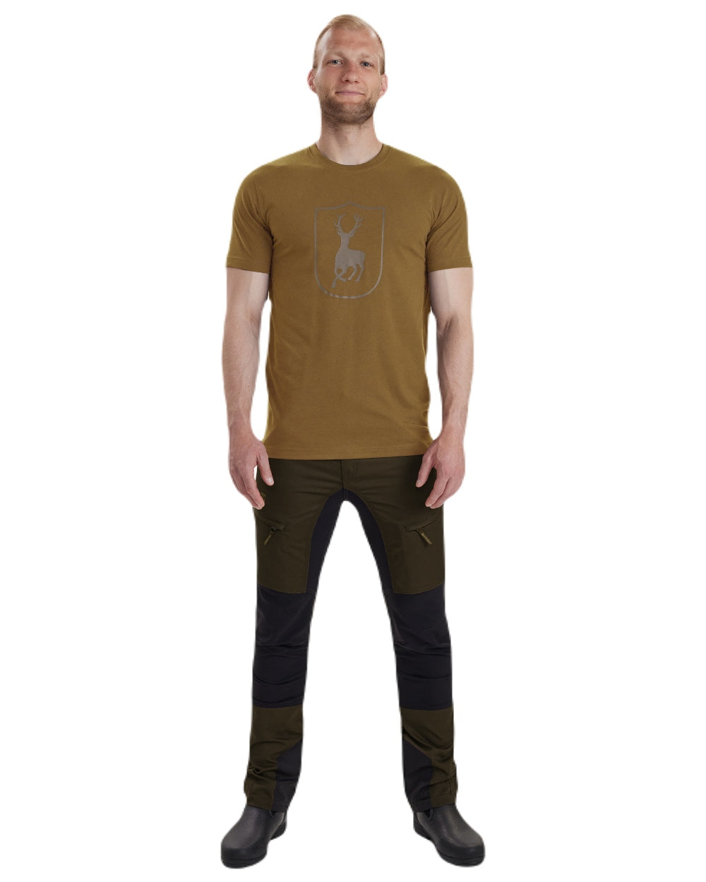 Butternut coloured Deerhunter Logo T-Shirt on white background