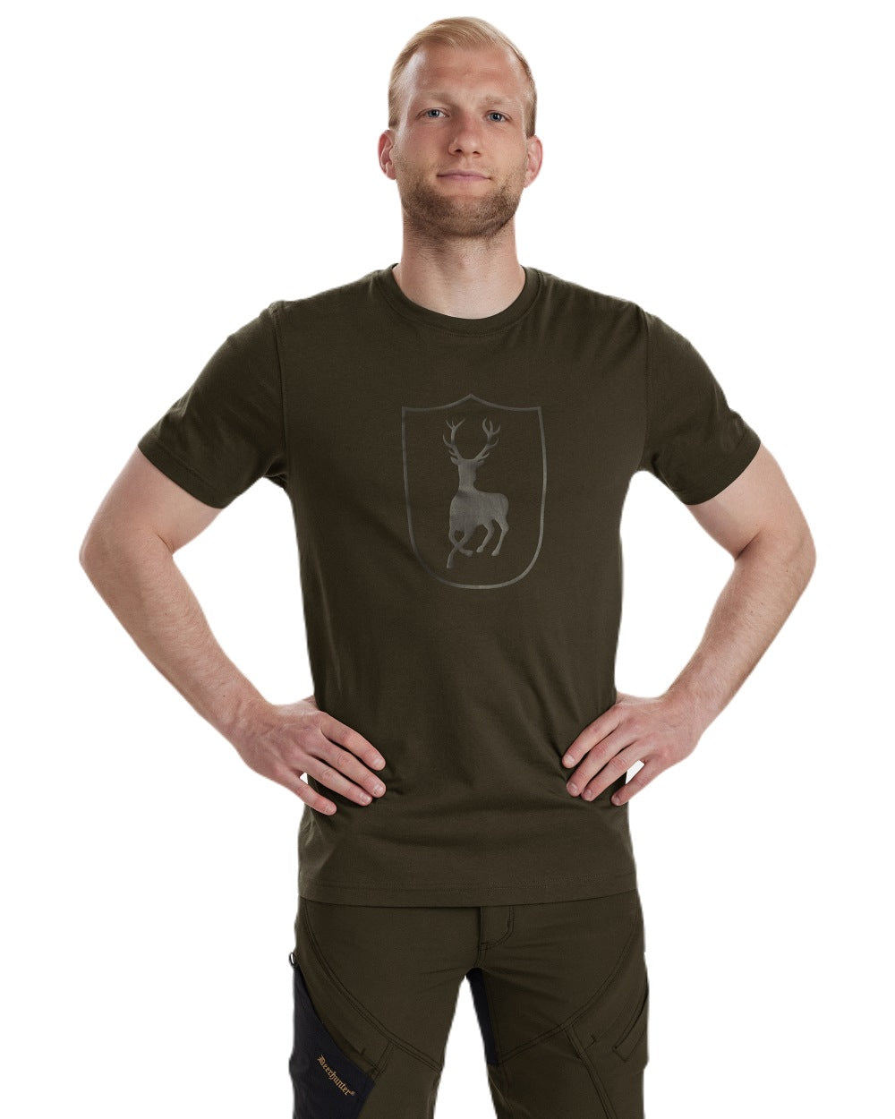 Fallen Leaf coloured Deerhunter Logo T-Shirt on white background